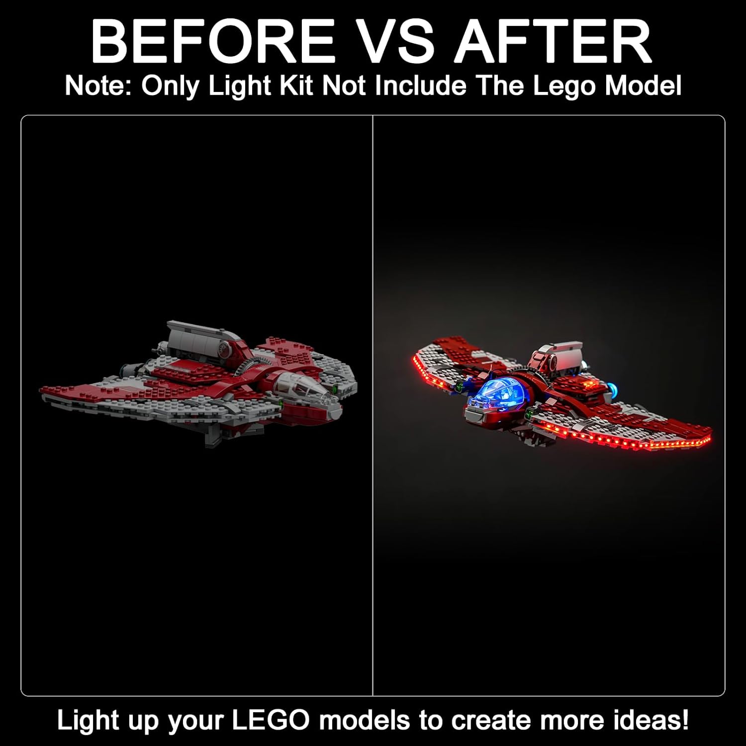 Kit de luz LED mejorado para Lego Ahsoka Tano T-6 Jedi Shuttle Juego de construcción compatible con Lego 75362 (modelo no incluido)