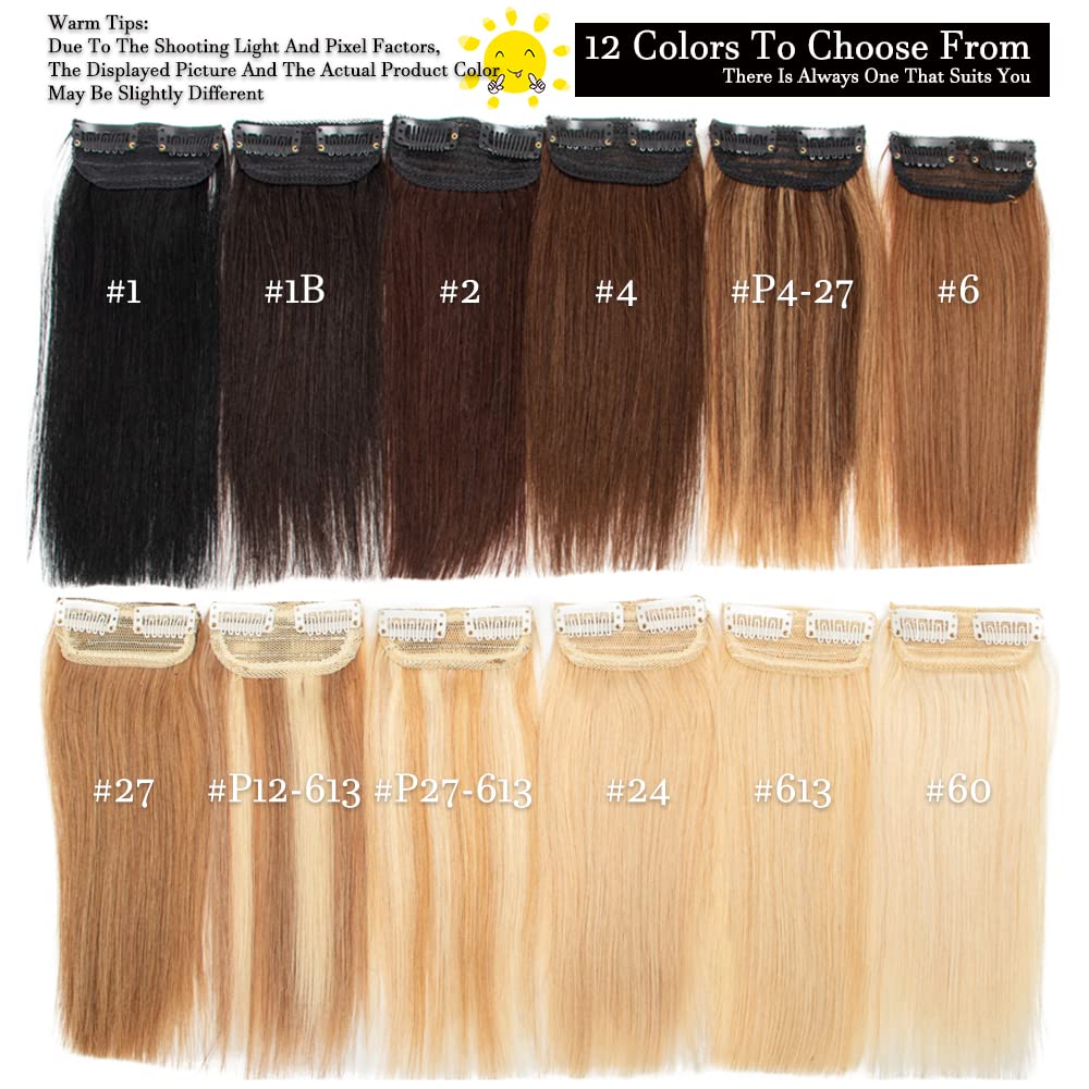 FEIPRO Extensiones invisibles de cabello humano con clip para mujeres con cabello cortocabello adelgazante sedoso lacio de una pieza frontal añade