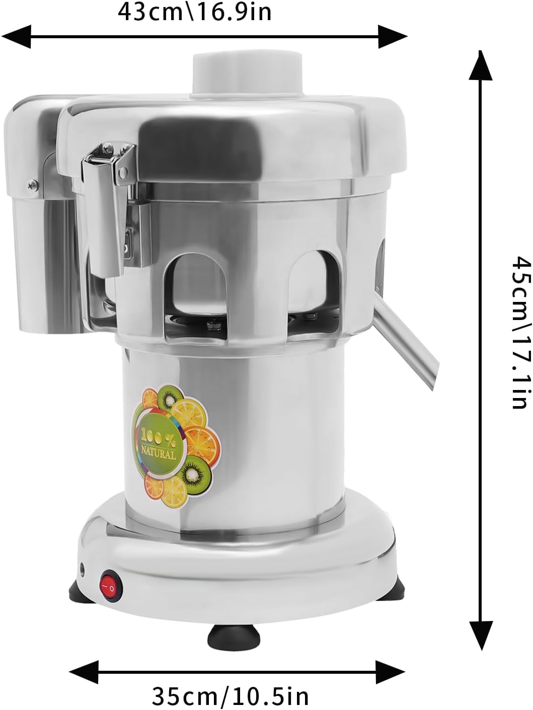 Exprimidor comercial de frutas 110 V Extractor de jugo de frutas y verduras Exprimidor de 370 W Acero inoxidable construido resistente fruta