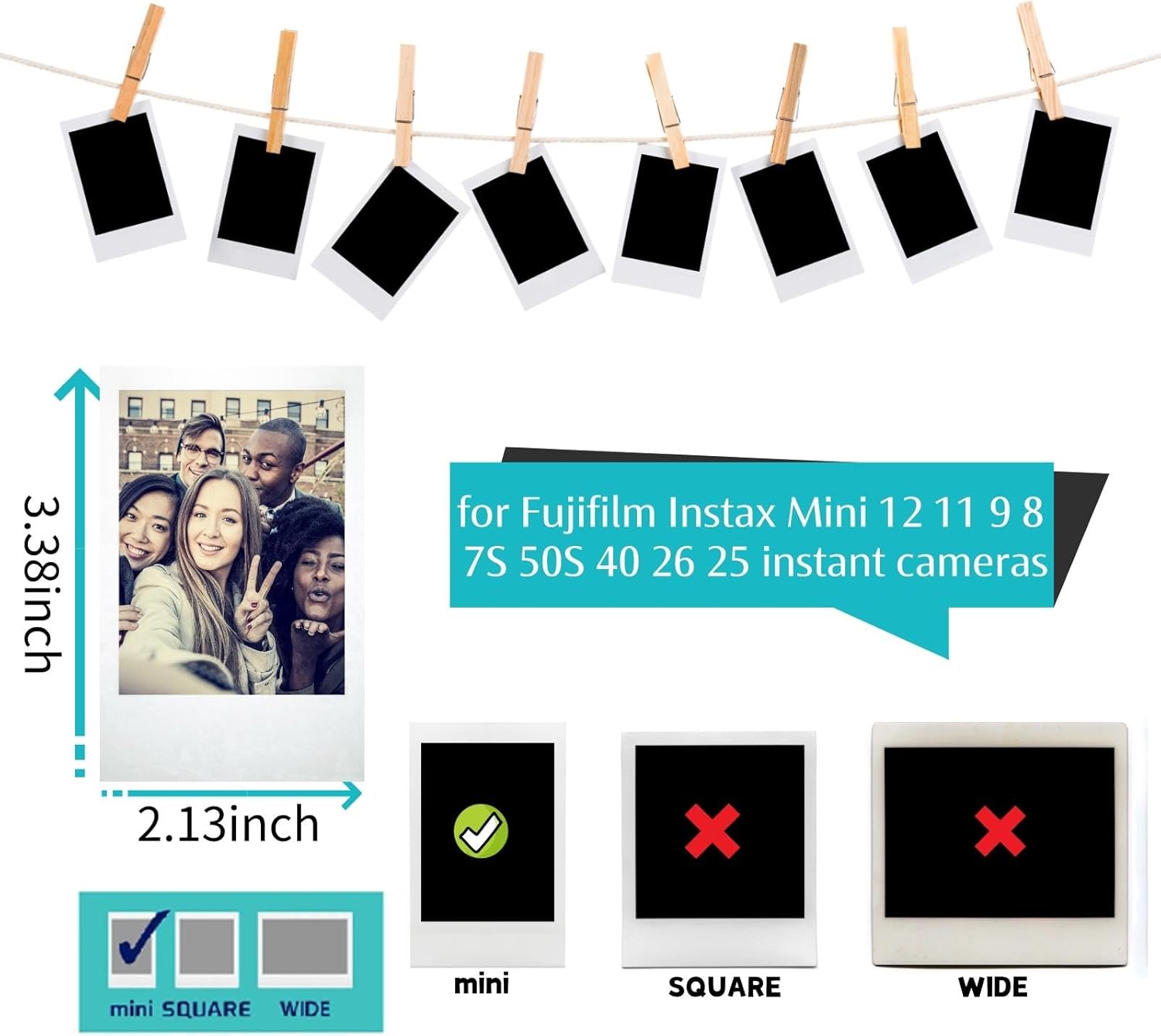 Mini álbum de fotos de 96 bolsillos de 3 pulgadas para Fujifilm Instax Mini 1211987s257090 película de cámara instantánea, álbum de cartera,