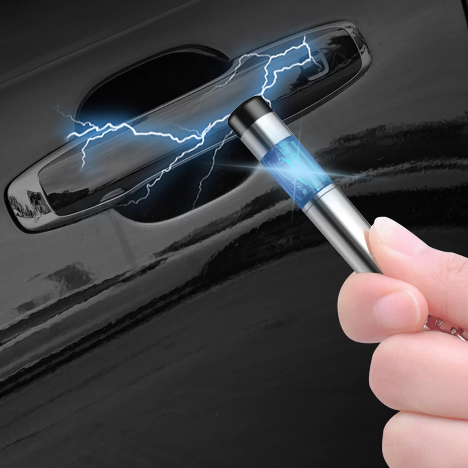 Ouzorp Descargador estático del eliminador del cuerpo humano del coche, electricidad estática del coche tono plateado de alto voltaje antiestático