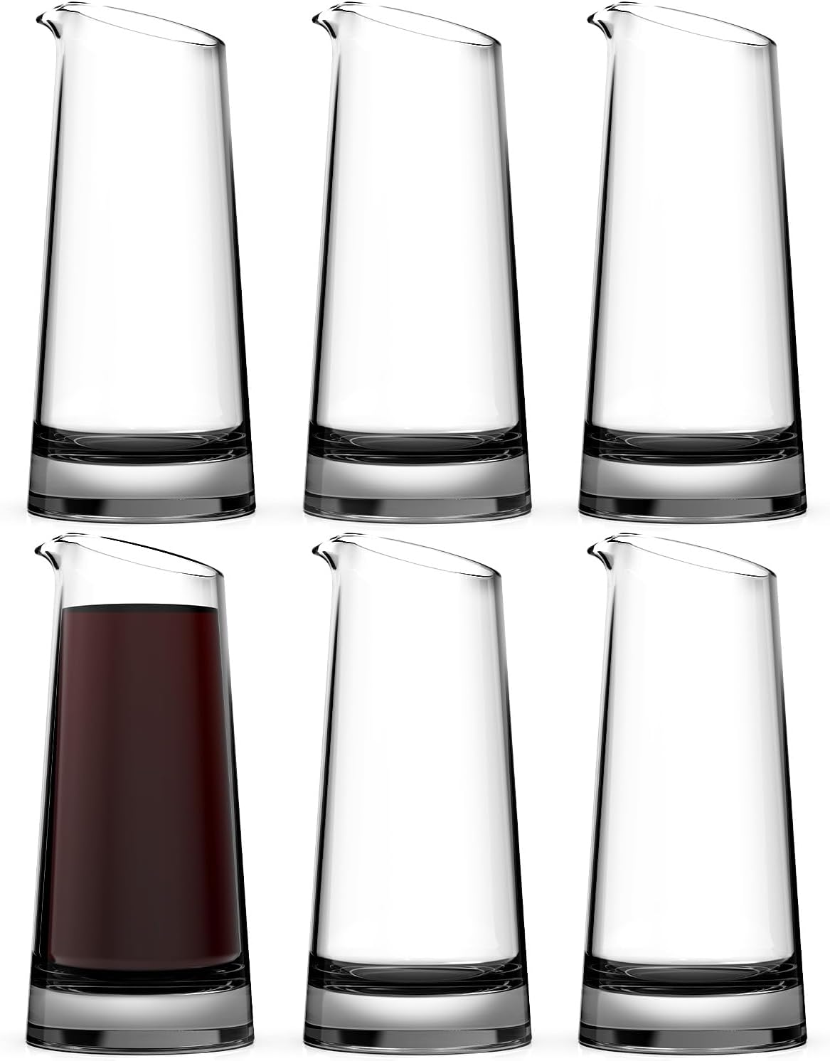 Juego de 6 mini jarras individuales (6 onzas), jarra de vino de una sola porción, juego de jarras de vino de vidrio, mini jarras de vidrio, jarra de