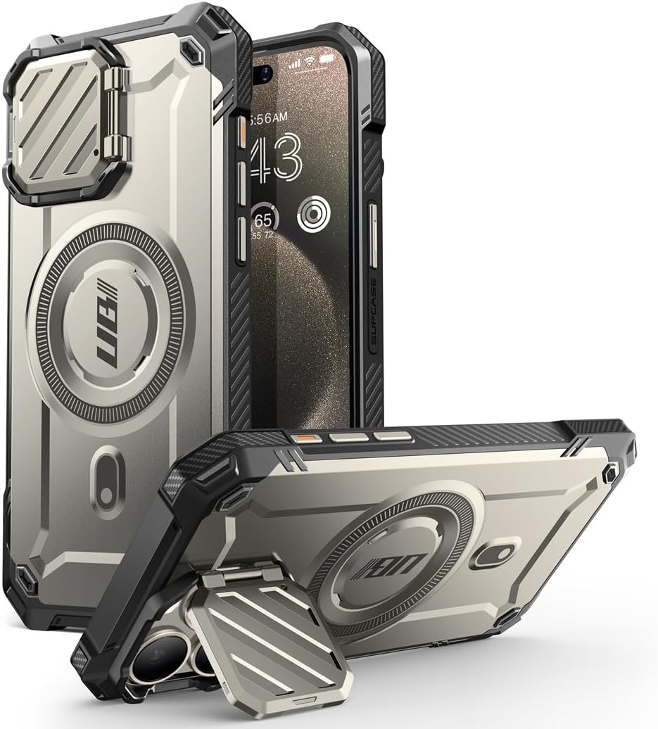 SUPCASE UB Mag XT – Funda para iPhone 15 Pro de 6.1 pulgadas con funda para cámara, compatible con MagSafe Funda resistente con soporte integrado
