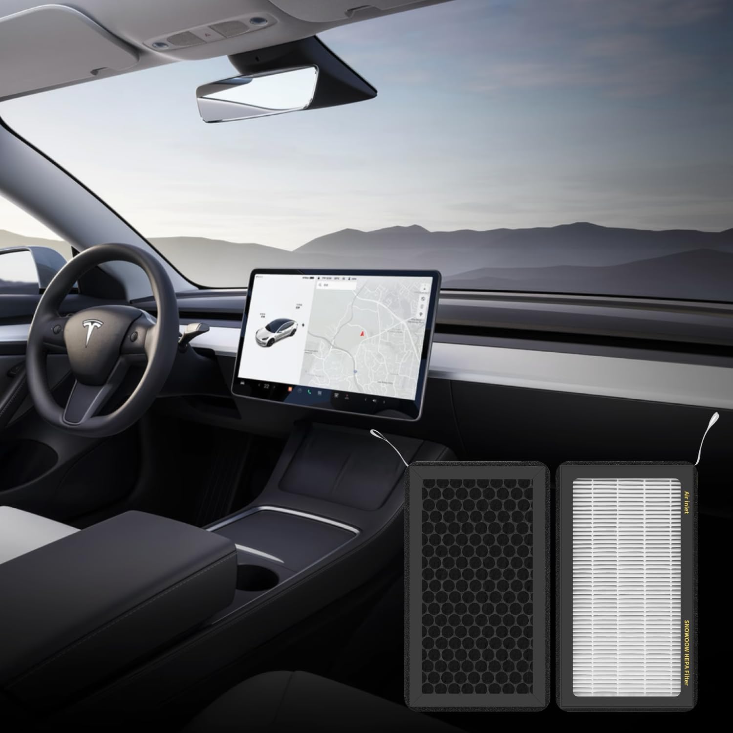 Filtro de aire HEPA modelo 3 modelo Y para Tesla modelo 3, paquete de 2 con repuesto de filtro de aire de cabina Tesla de carbón activado (2016-2024)