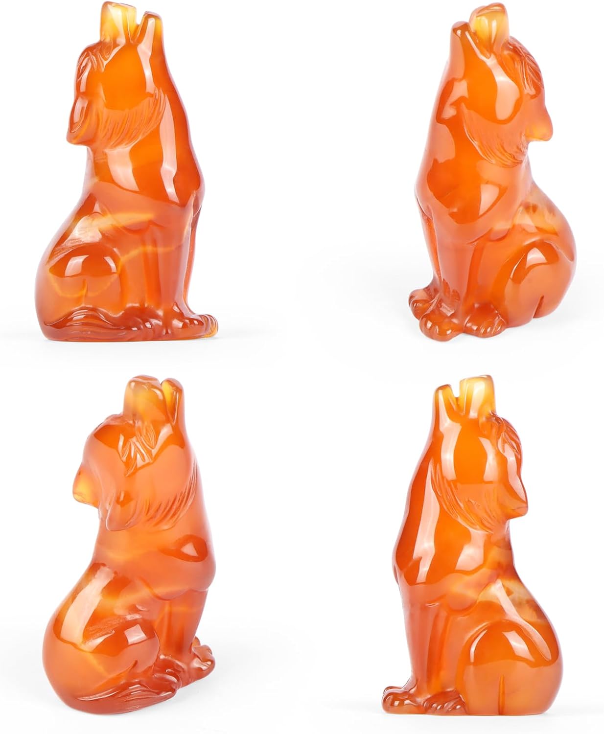 Artistone Estatua de lobo con cabeza de ágata roja de 2 pulgadas, adorno decorativo para el hogar, adorno de cristal curativo, escultura de animales