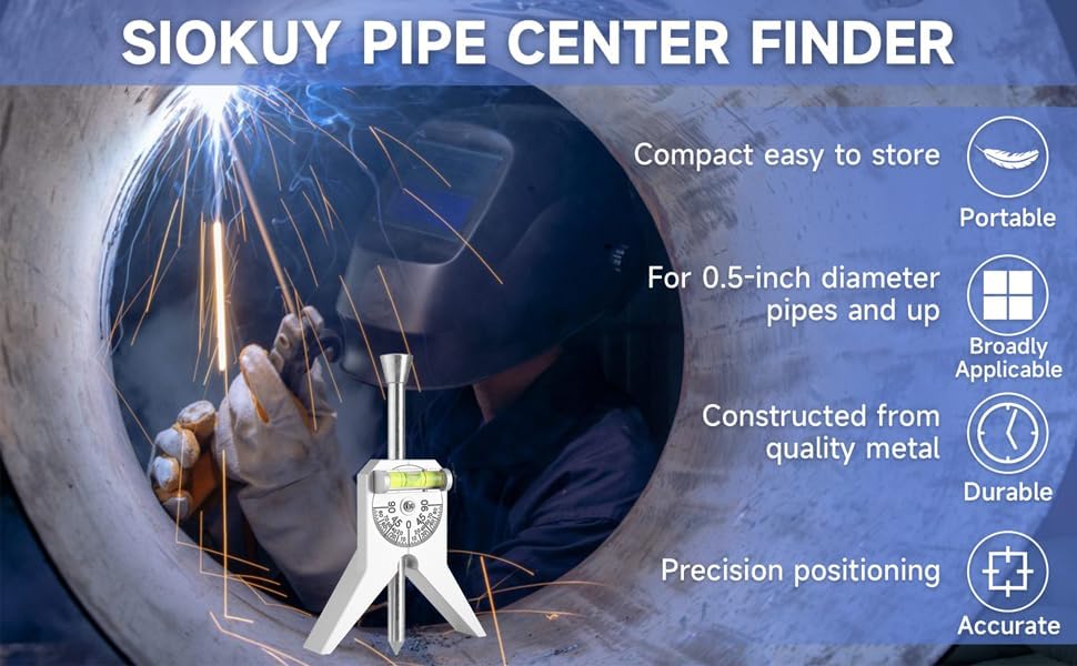 Buscador central de tuberías de alta calidad, herramienta esencial para buscadores de tuberías, mide 0.5 pulgadas y más, con base tipo Y de 4