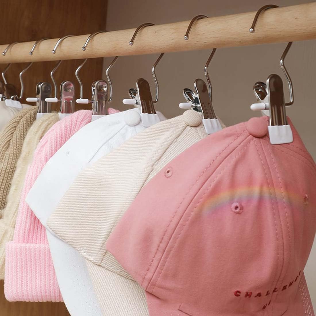 Clip antioxidante que ahorra espacio para sombrero, pantalones, gancho de viaje para colgar, ganchos portátiles de acero inoxidable para colgar con