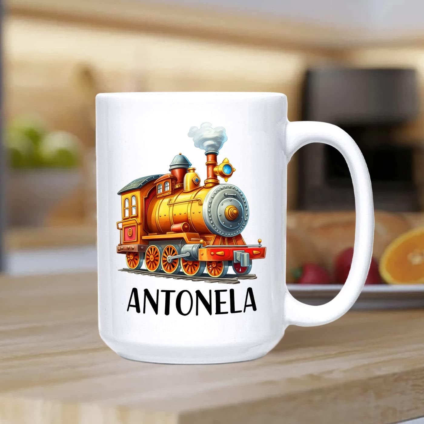 Taza de café de tren personalizada con nombre de los niños, taza de café de tren regalo para niños y niños, locomotora personalizada taza de