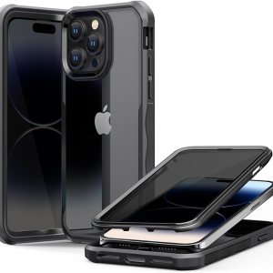 Funda de privacidad compatible con iPhone 14 Pro Max, funda antiespía con protector de pantalla de privacidad de vidrio 9H, 100% sensibilidad de Funda de privacidad compatible con iPhone 14 Pro Max, funda antiespía con protector de pantalla de privacidad de vidrio 9H, 100% sensibilidad de
