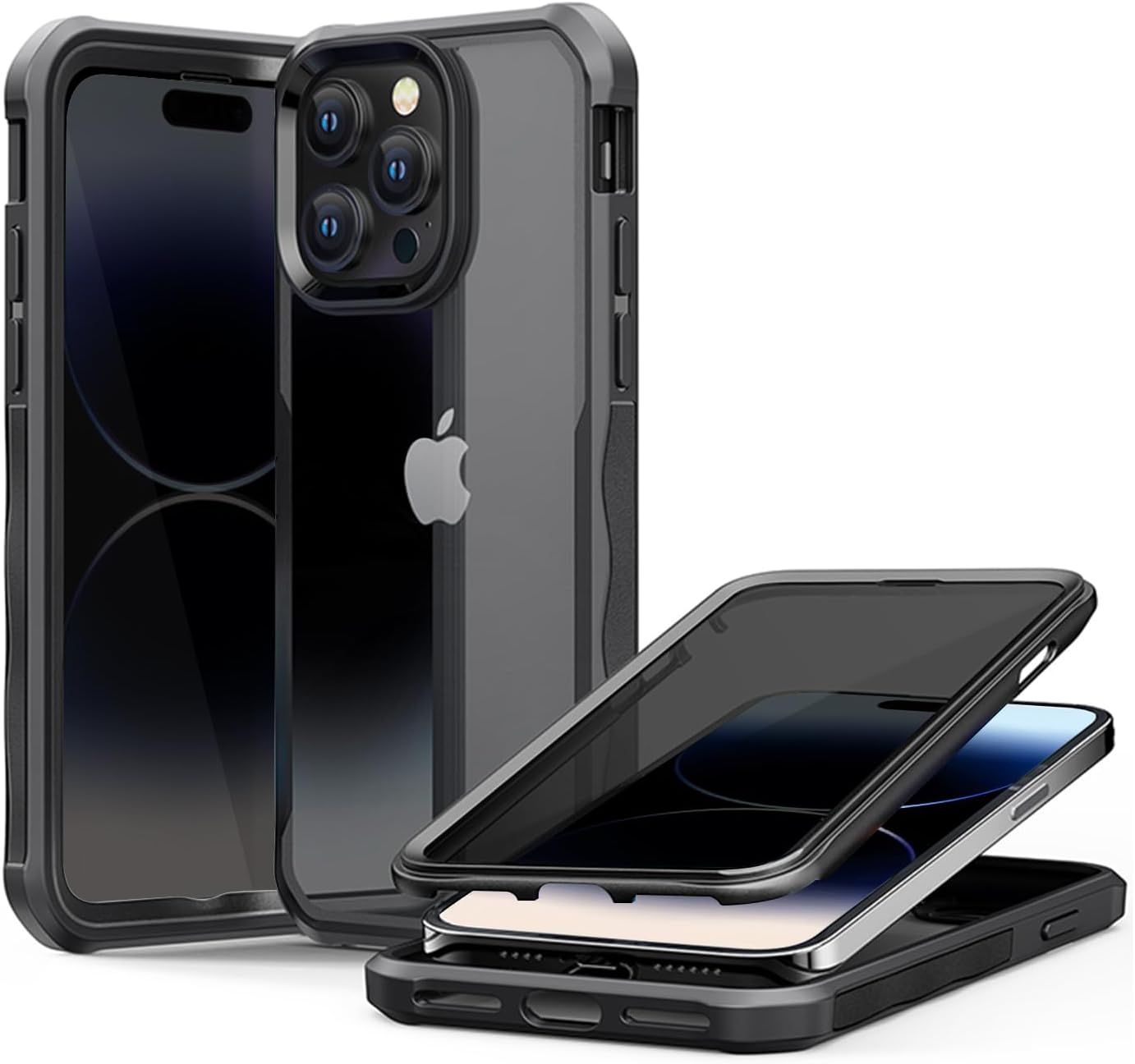 Funda de privacidad compatible con iPhone 14 Pro Max, funda antiespía con protector de pantalla de privacidad de vidrio 9H, 100% sensibilidad de