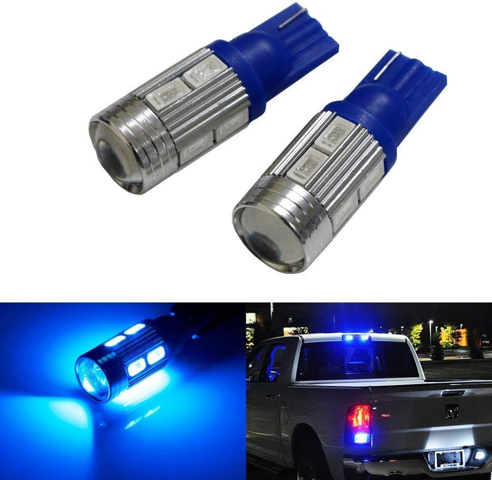 iJDMTOY par de focos de luz LED azules centellantes 10-SMD 921 912 920 168 T10 de repuesto para autos