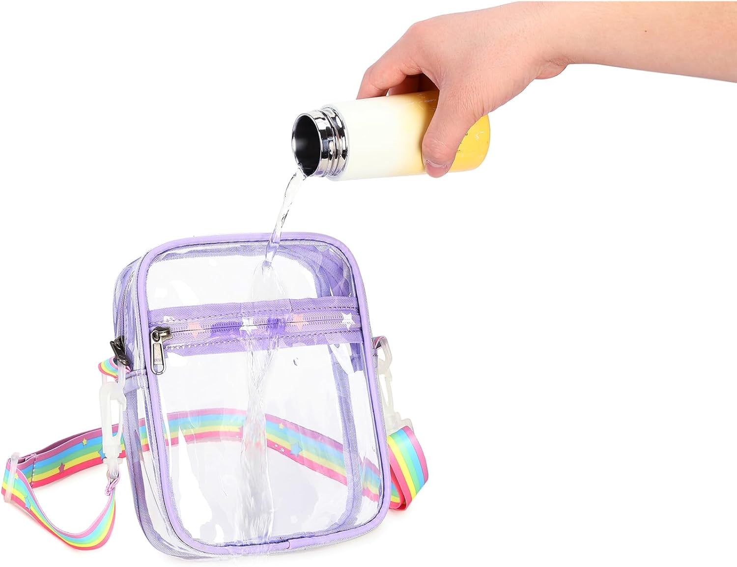 Bolso cruzado transparente aprobado para estadios, correa de hombro ajustable, bolsa transparente para conciertos, eventos deportivos
