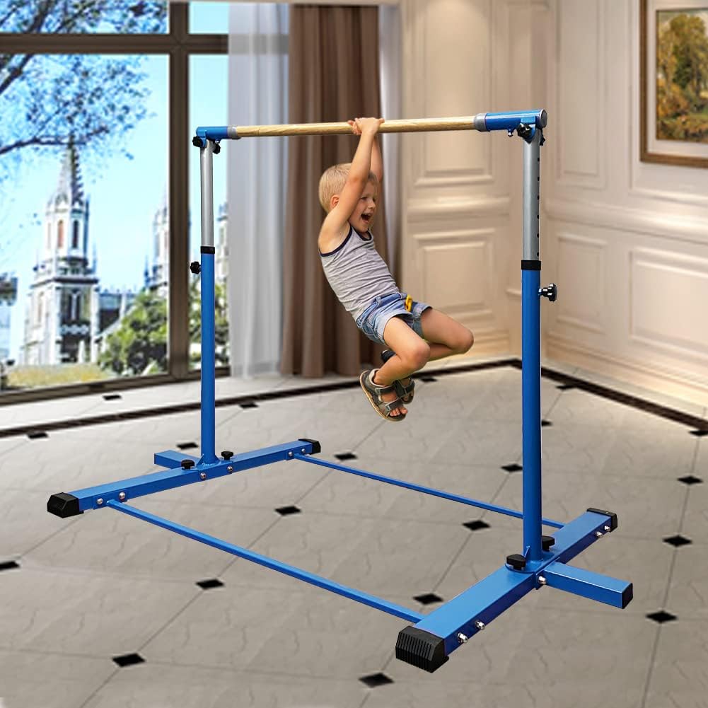 Kip Bar de gimnasia, barra horizontal para niños y niñas, altura ajustable de 3 a 5 pies, equipo de gimnasio en casa, ideal para entrenamiento en