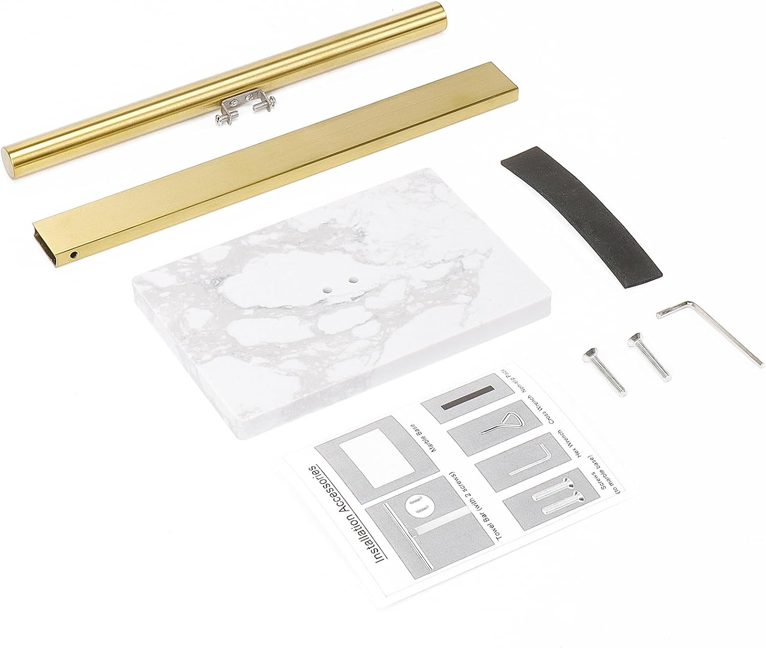 Toallero de mano, soporte para toallas de mano en forma de T para baño con base de mármol, soporte de acero inoxidable 304, toallero de mano