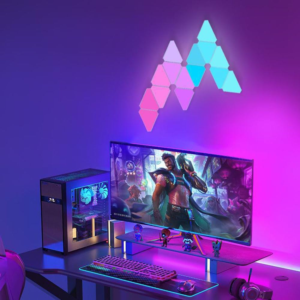 fbkapelk RGB intercambiable WiFi Bluetooth 5V USB triángulo lámparas cuántica atmósfera LED luz nocturna para juego dormitorio decoración creativa