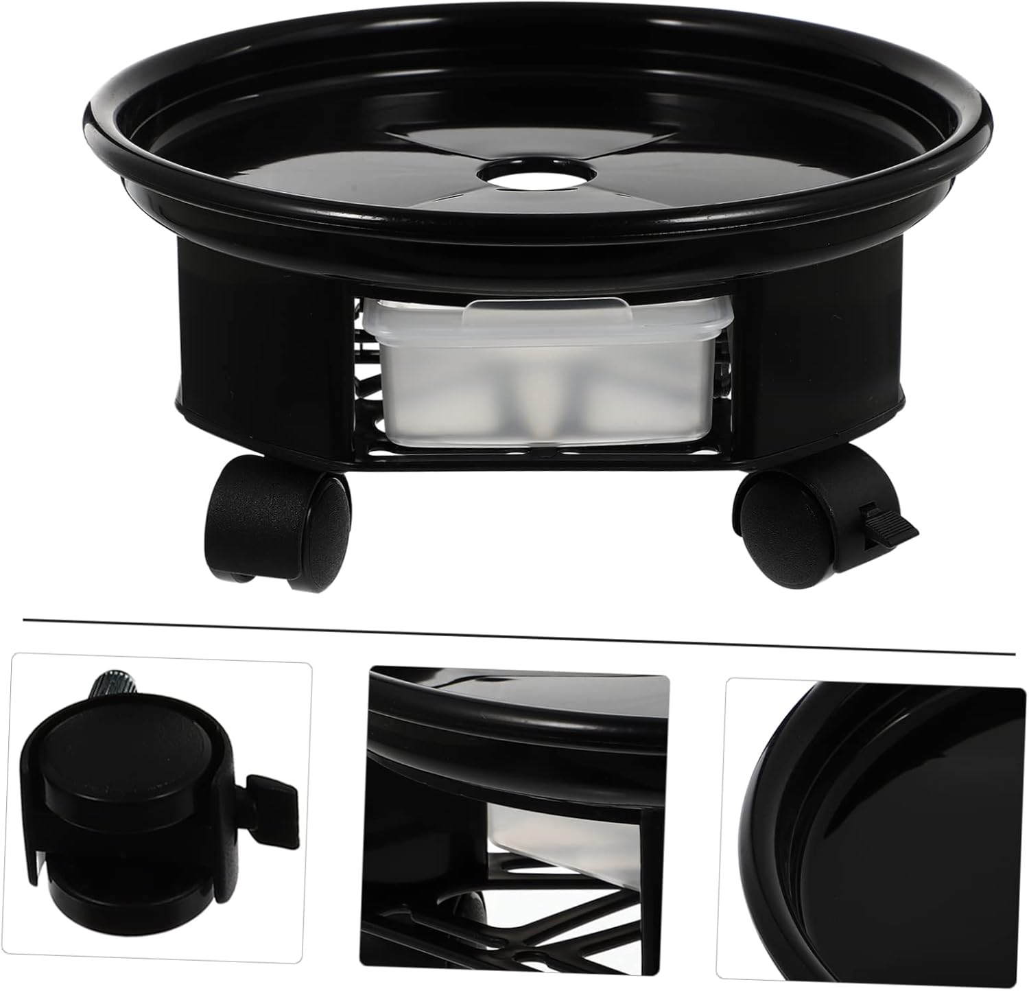 YARNOW 2 bandejas para macetas para plantas, macetas para plantas al aire libre, carros con ruedas, soporte para macetas resistente, estante rodante