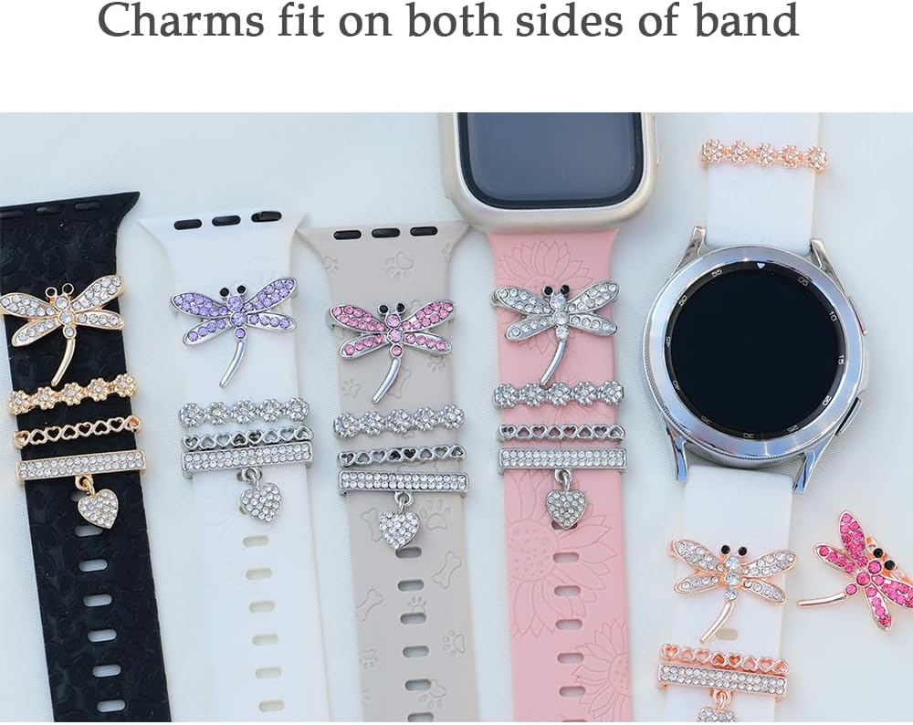 Dijes decorativos de diamantes para mujer, anillos decorativos de diamantes para correas de Apple Watch de 1.929 in, 1.772 in, 1.732 in, 1.654 in,