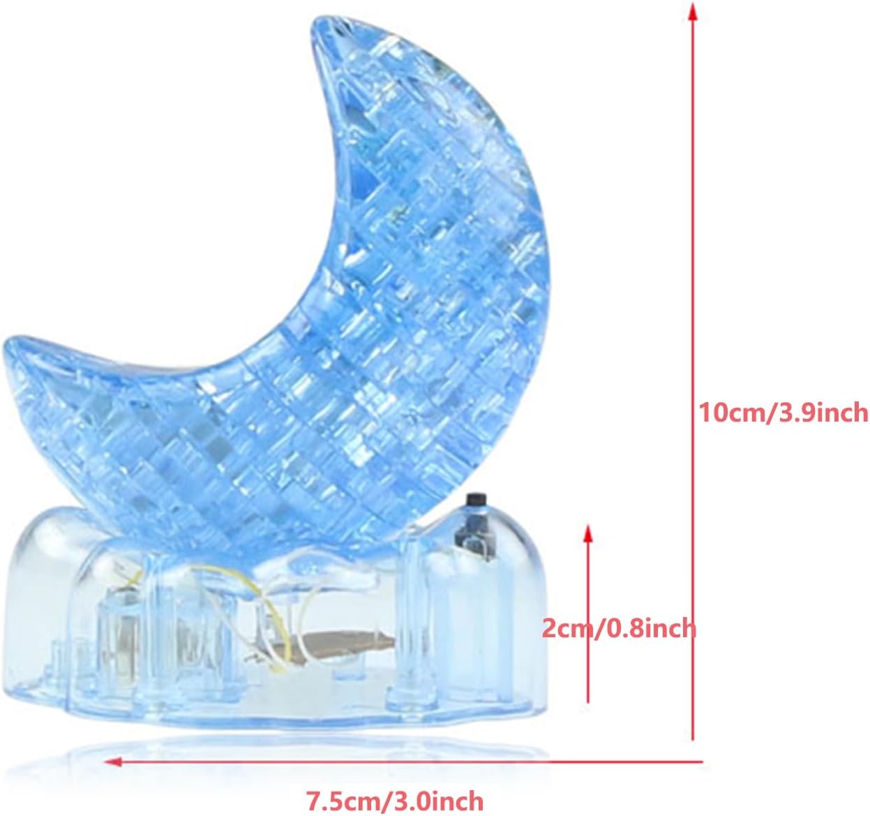 BTYYIHEX Rompecabezas de luna de cristal 3D, rompecabezas de cristal para rompecabezas a partir de 16 años, con luces, 48 piezas (azul)