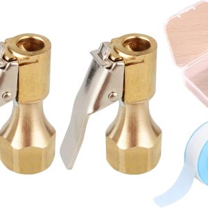 Paquete de 2 portabrocas de latón para neumáticos, mandril de aire recto de flujo abierto con clip para compresor de medidor de inflador, Paquete de 2 portabrocas de latón para neumáticos, mandril de aire recto de flujo abierto con clip para compresor de medidor de inflador,