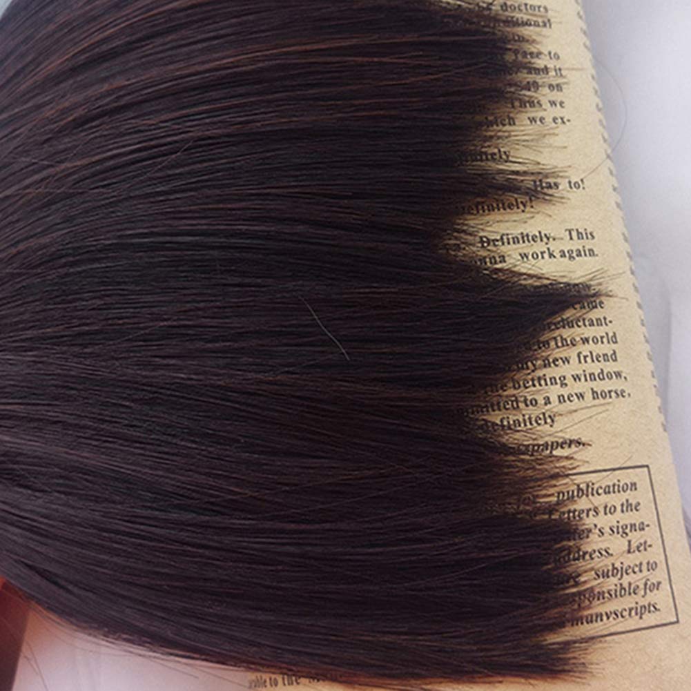 Regalo de Navidad para niñas, irregular, alta temperatura, fibra falsa flequillo, extensión de pelo, negro natural
