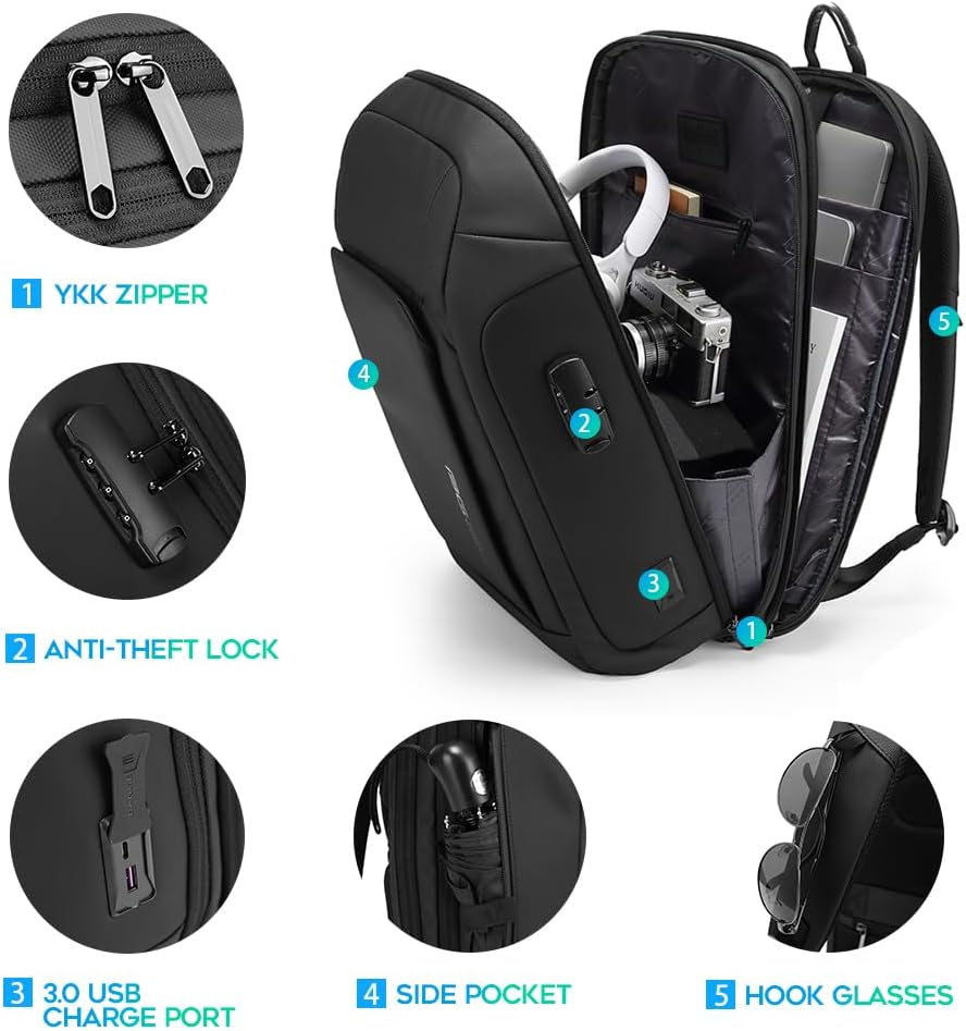 BANGE Mochila inteligente para computadora portátil de negocios que puede contener una mochila de viaje para laptop de 15.6 pulgadas, bolsa de