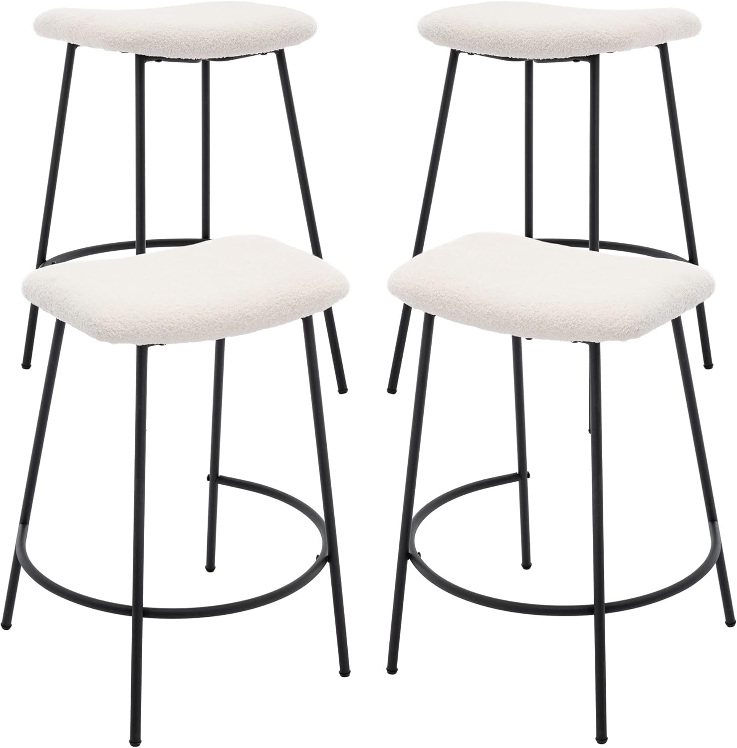 DM Furniture Juego de 4 taburetes de bar de altura de mostrador de 25.5 pulgadas, modernos taburetes de bar tapizados sin espalda, taburetes de bar