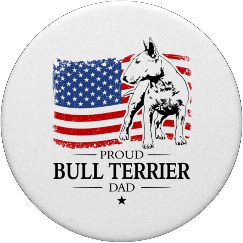 PopSockets de perro patriótico con la bandera americana del Bull Terrier inglés PopGrip intercambiable