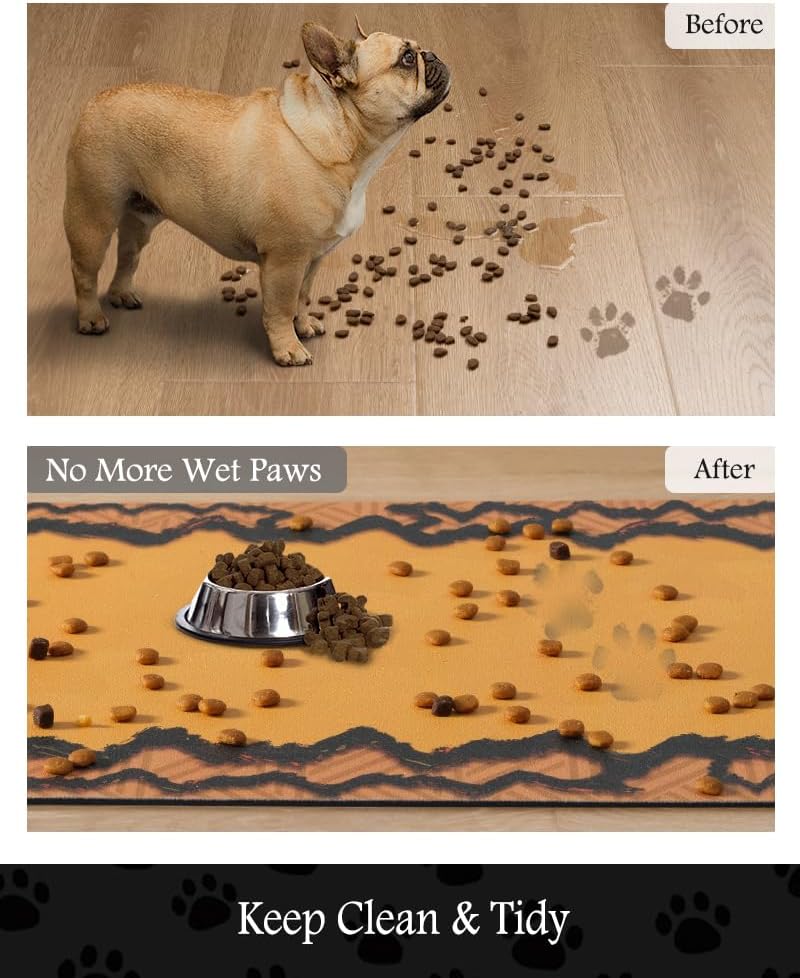 PADOOR -Tapete de alimentación de mascotas, absorbente, de secado rápido, tapete para comida y agua, tapete para tazón de comida para perros, tapete