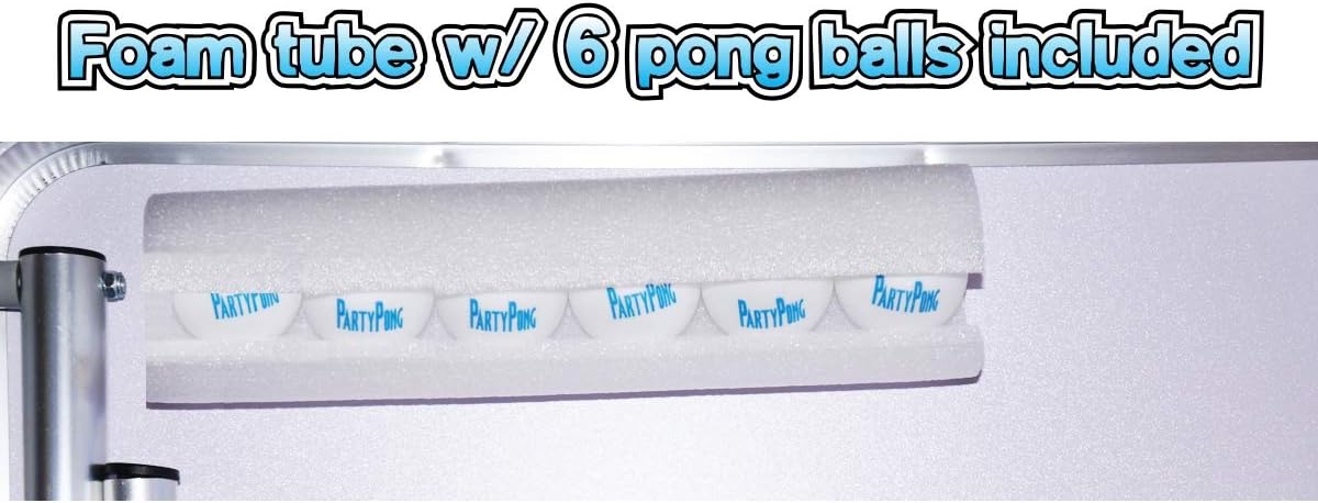 Mesa de pong plegable de 8 pies con HEXCUPs, elige el tamaño de la mesa (estándar o delgada) y opciones (base, agujeros para tazas, luces LED, o
