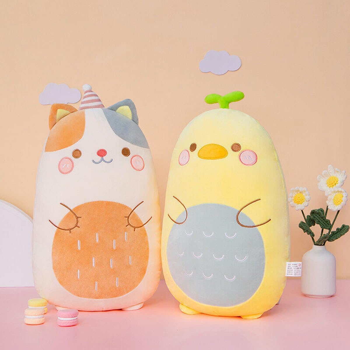 Almohada de peluche de pato para abrazar, bonita almohada de peluche de animal de peluche, almohada suave de peluche de dibujos animados para niños