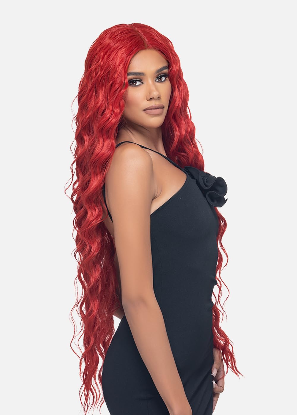 Vivica A. Fox WNB-3, mezcla de cabello humano, peluca de encaje frontal, color 1B, negro apagado