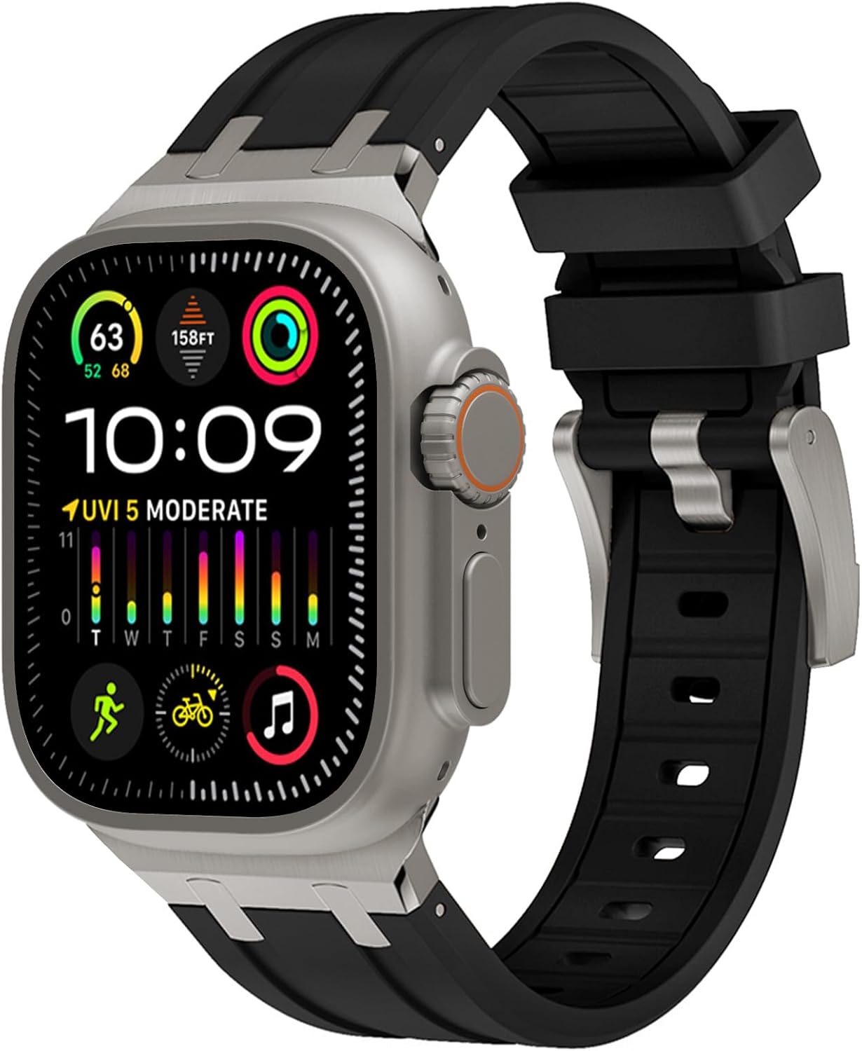 WINGLE Compatible for Apple Watch Ultra Band Ultra 2 Band 49mm 45mm 44mm 42mm for Men, Liquid Silicone Luxury Cool Designed AP Rubber Band for