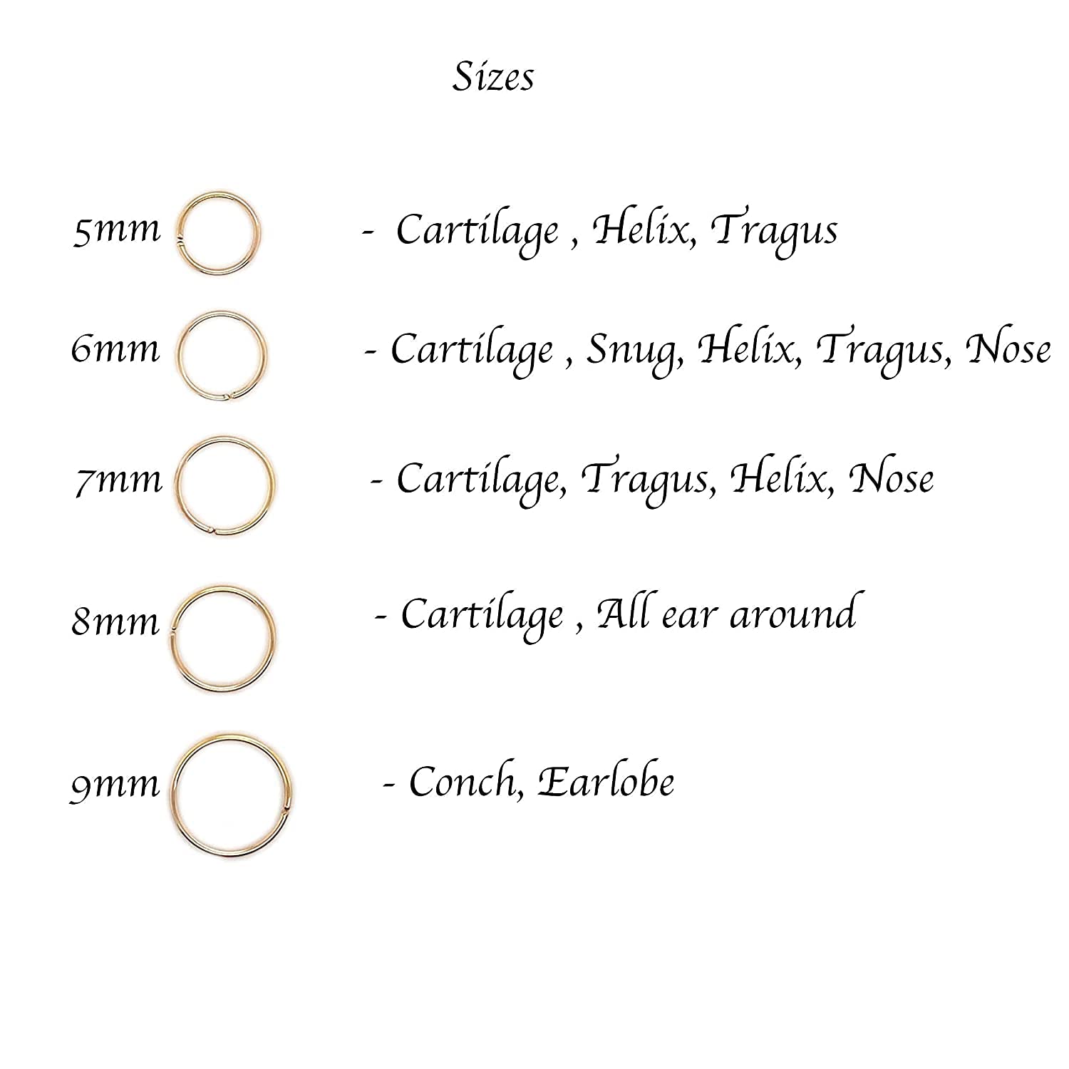 14K Solid Gold Extra Small 5mm Snug Fitting Nose Open Ring Hoop 22 GA Extra Thin Piercing Jewelry for Women Sold As One (5mm  22 gauge, 14K Yellow