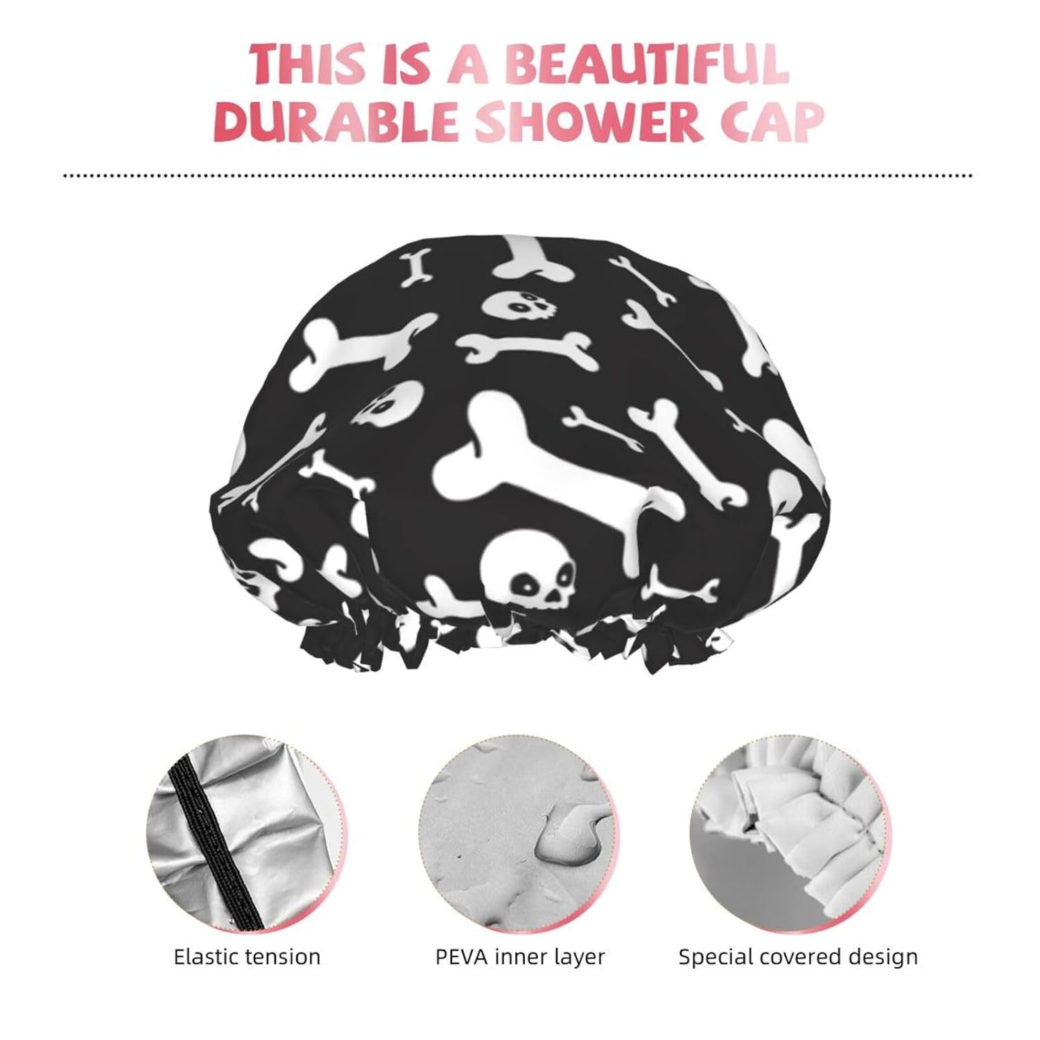 Cute Dog Double Layer Waterproof Shower Cap Suitable For All Head Sizes