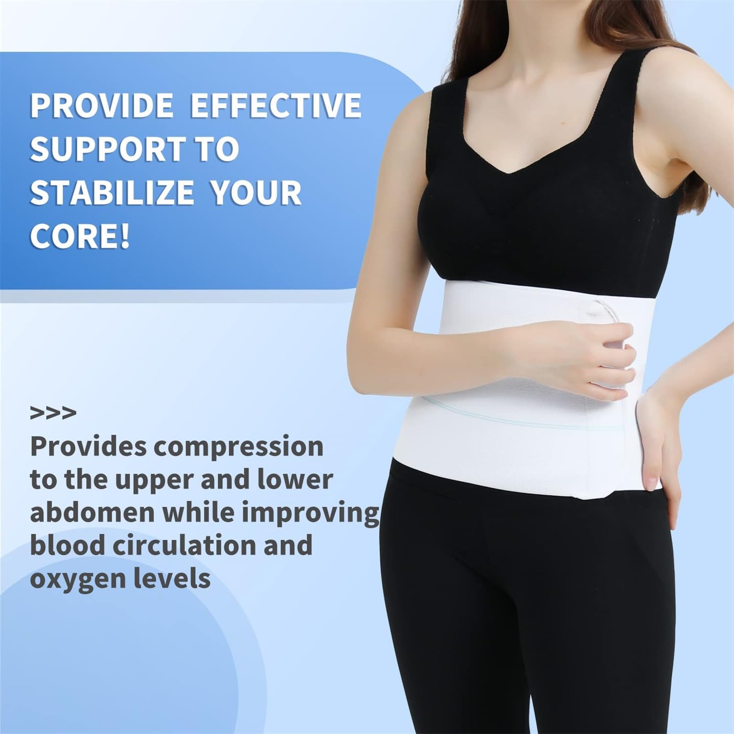 Faja abdominal posoperatoria para mujeres y hombres, banda de compresión para el vientre posparto, agradable a la piel, transpirable, (60 a 75