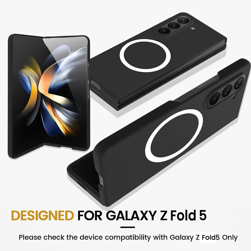 KANGHAR Funda para Samsung Galaxy Z Fold 5, Galaxy Z Fold 5 Funda de silicona para mujeres y hombres, compatible con la funda protectora magnética