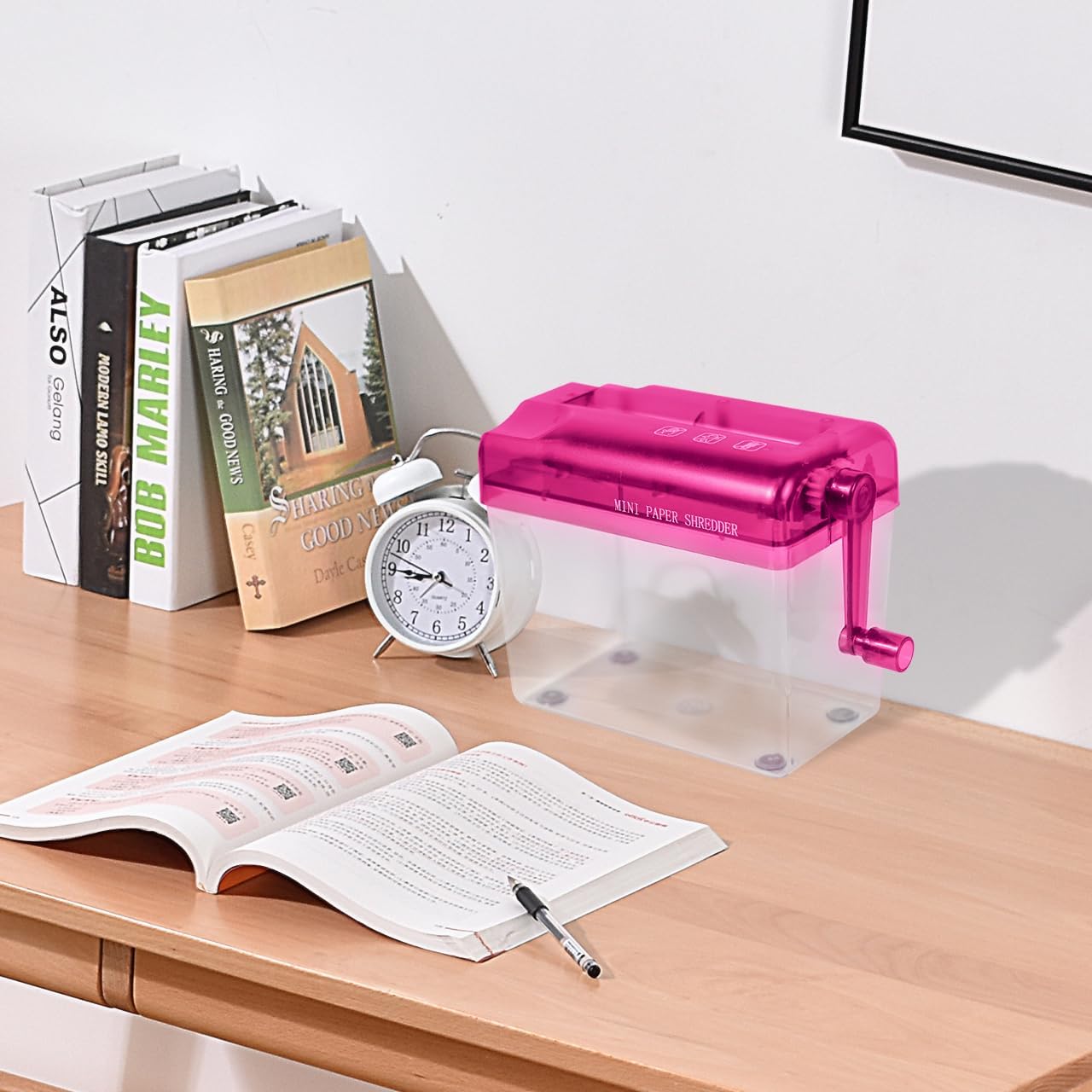 JIKIOU Mini trituradora de mano Trituradora de papel portátil Trituradora manual Documentos Herramienta de corte de papel para oficina en casa