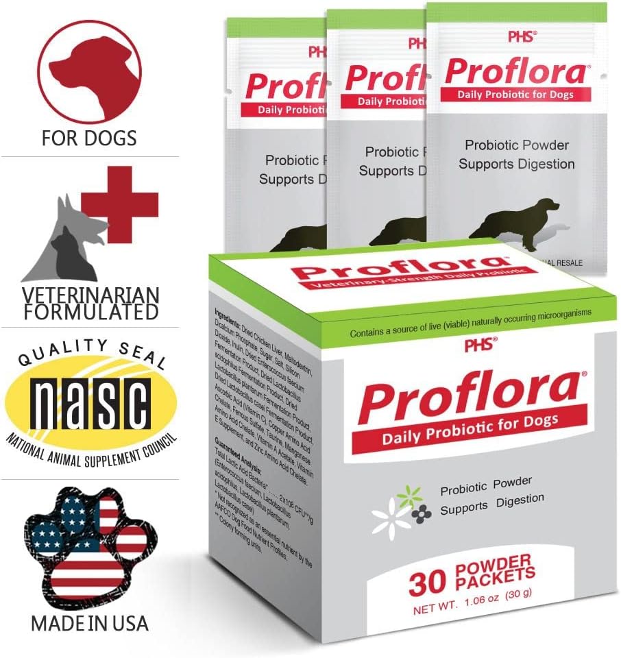 Probióticos Proflora para perros salud intestinal completa y apoyo inmunológico. Probióticos digestivos de múltiples cepas fáciles de usar.