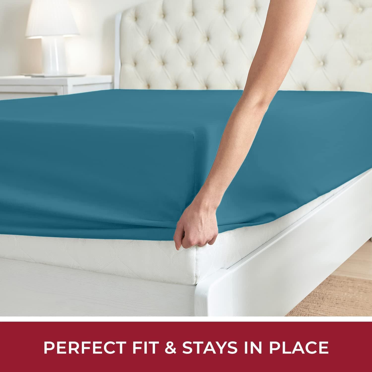 Mellanni Sábana bajera tamaño King – Iconic Collection Sábanas de cama con bolsillo profundo de hasta 16 pulgadas – Suave y refrescante – Resistente