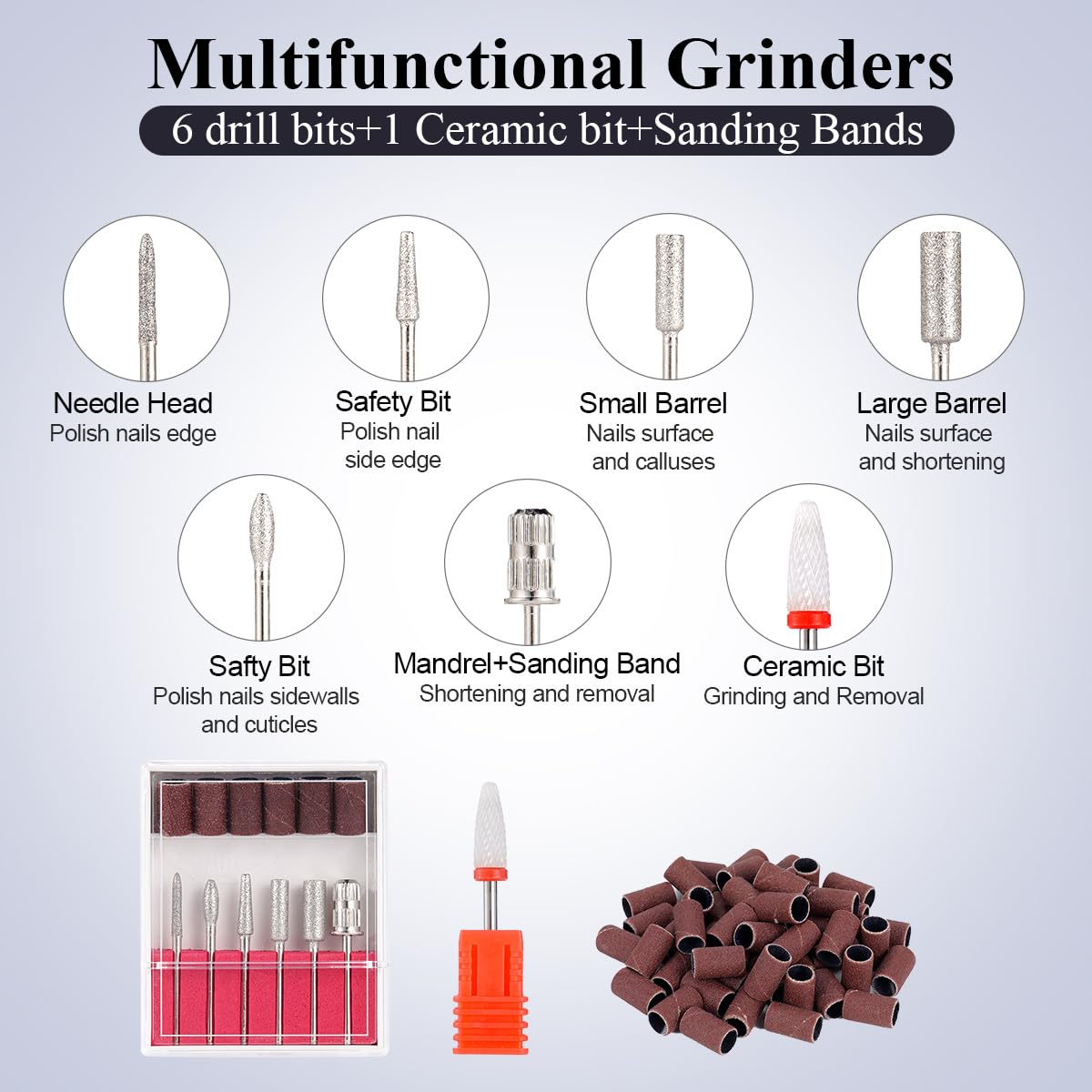 Taladro de uñas portátil de 25000 RPM, kit profesional de taladro de uñas eléctrico para uñas de gel acrílico, moldeado, pulido, herramienta de