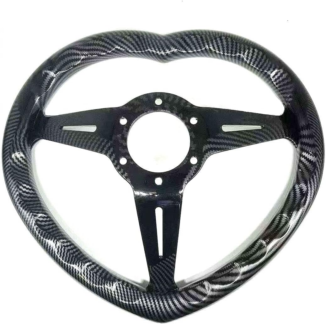 Volante en forma de corazón negro del ABS universal del volante del estilo de la fibra de carbono