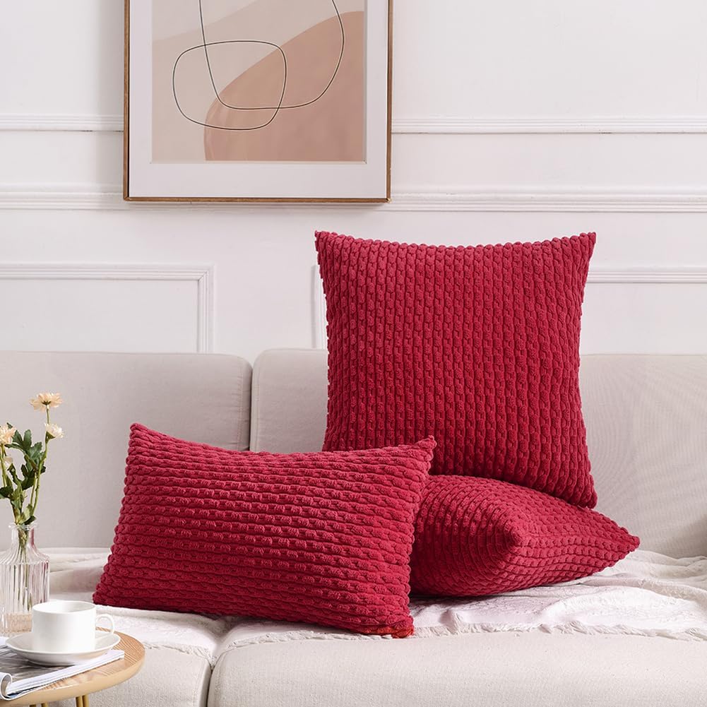 Fancy Homi Juego de 2 fundas de almohada decorativas lumbares color burdeos de 12 x 20 pulgadas para sofá y cama, decoración moderna de estilo