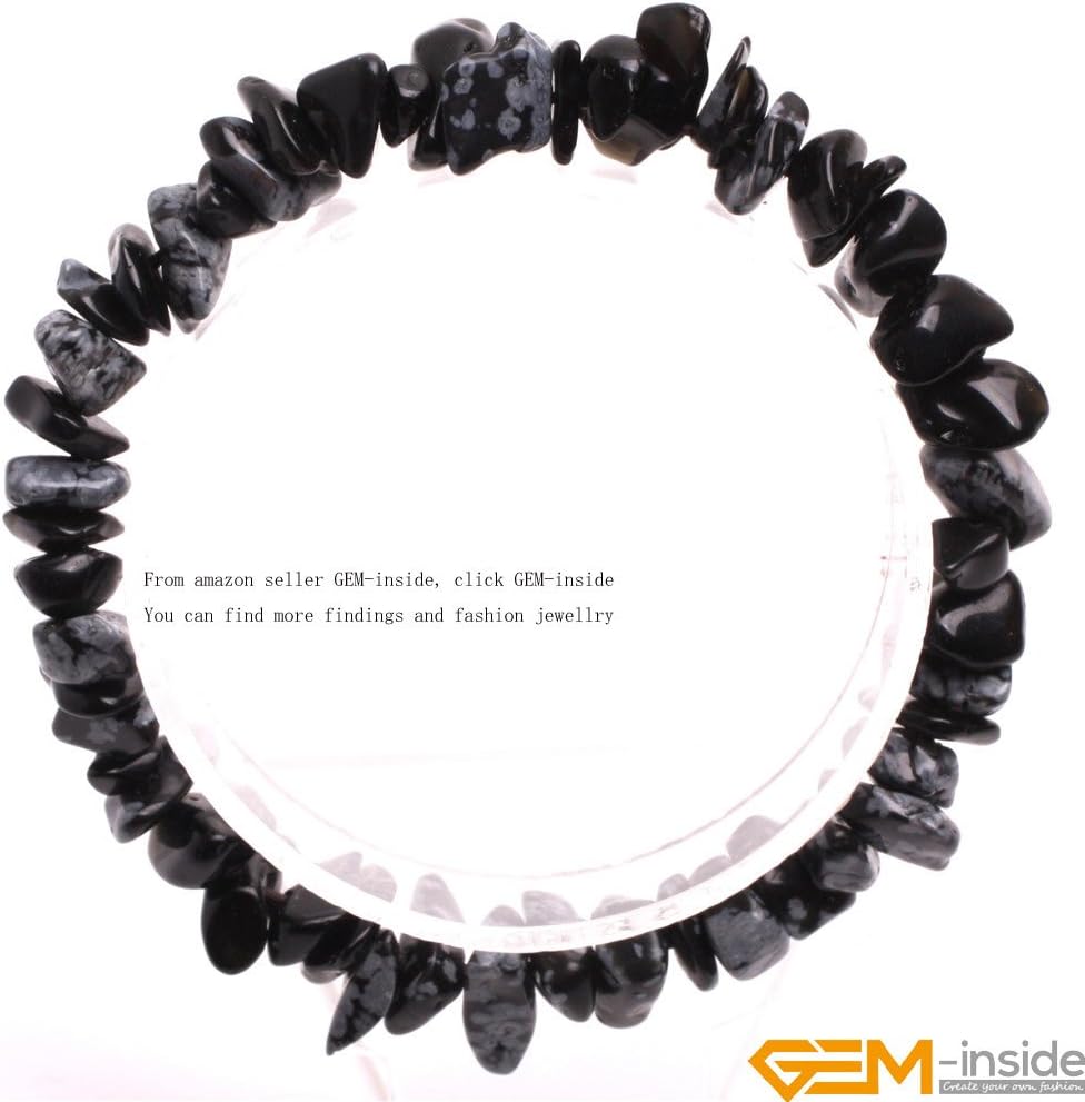 gem-inside Limón Jade Gemstone mano pulseras cuerda elástica (Fashion Jewellry chips Hombres Mujeres 7inches, sin metal, G10445