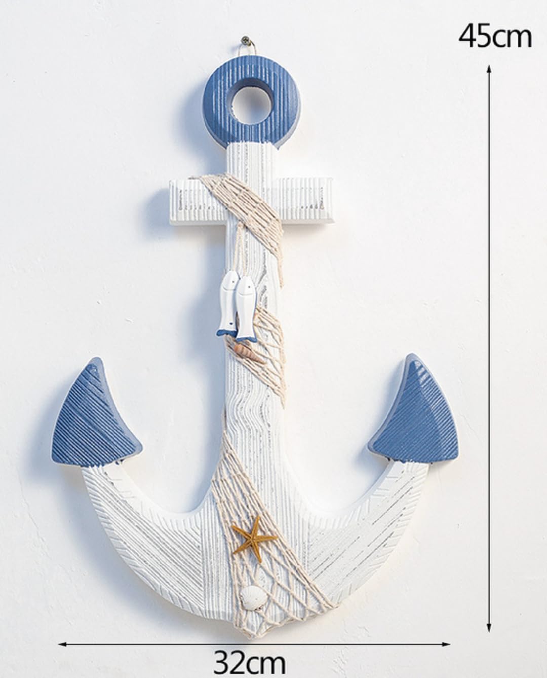 zmgmsmh Ancla de madera náutica de 18 pulgadas, decoración de pared grande, ancla rústica, escultura de arte de pared, temática de playa, decoración