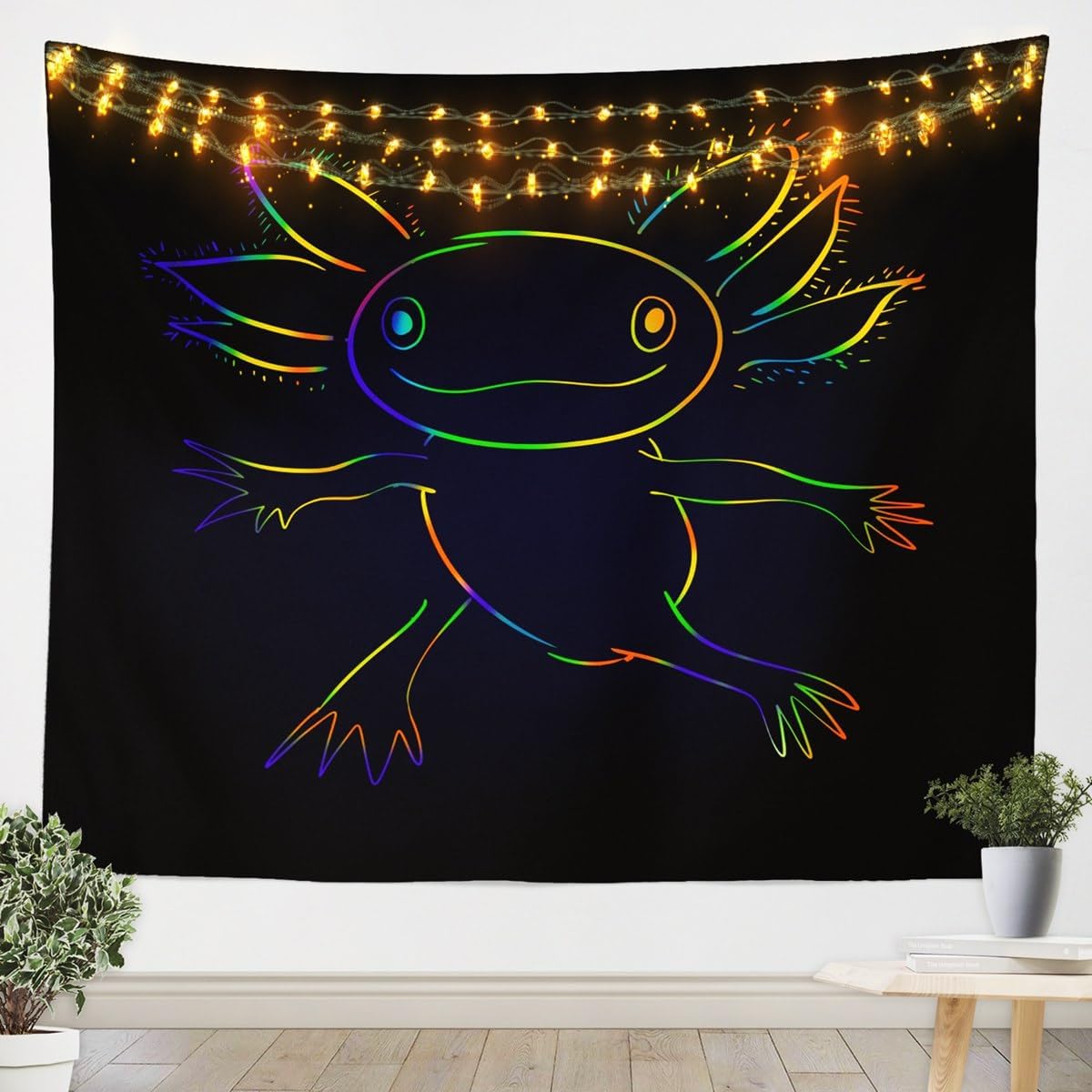 Feelyou Bonito tapiz de ajolote de dibujos animados de salamandra, tapiz para colgar en la pared para niños y niñas, tapiz de pared de ajolote