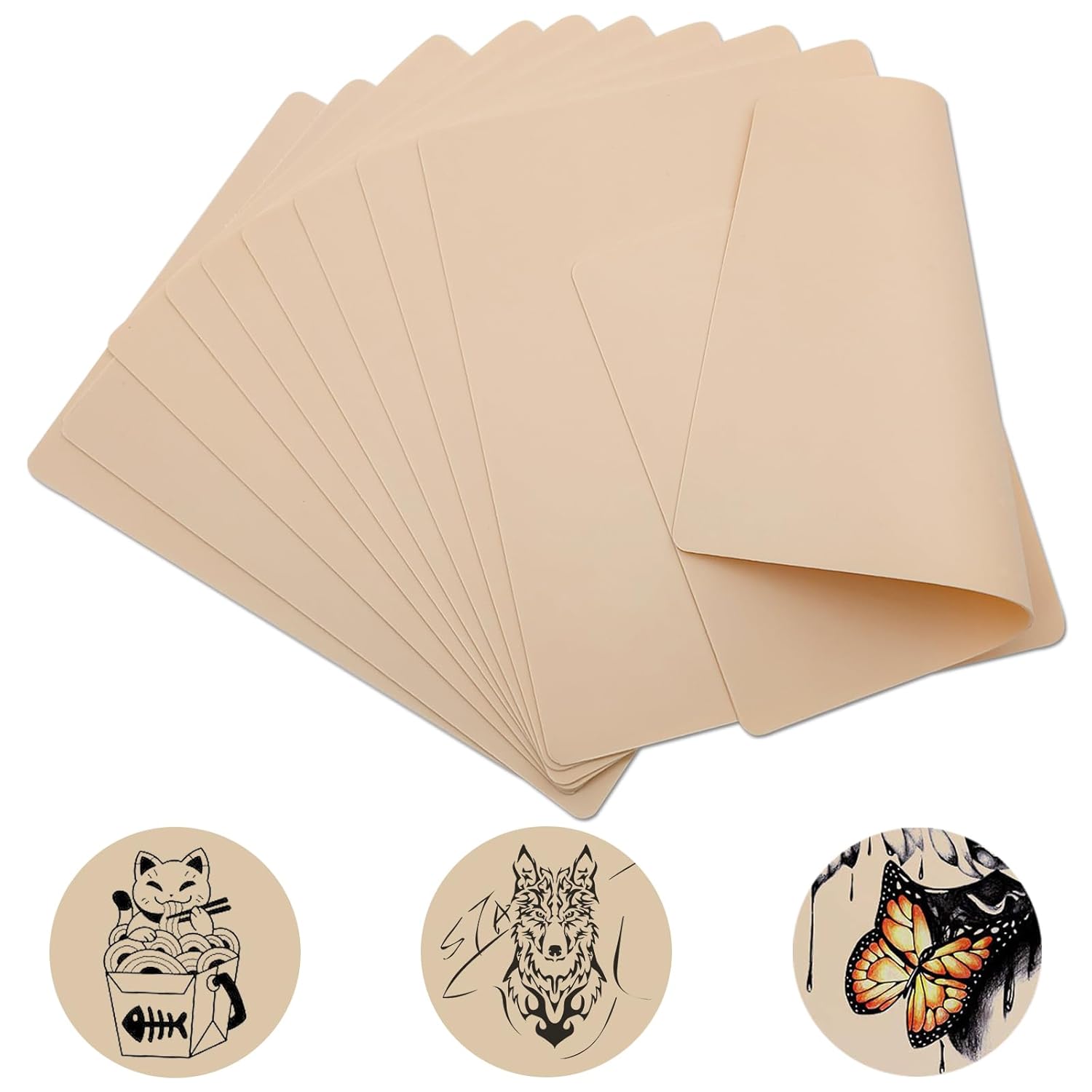 10 piezas de práctica de piel falsa de 7.4 x 5.6 pulgadas, piel de práctica de piel falsa, piel de goma suave, doble cara, microblanding