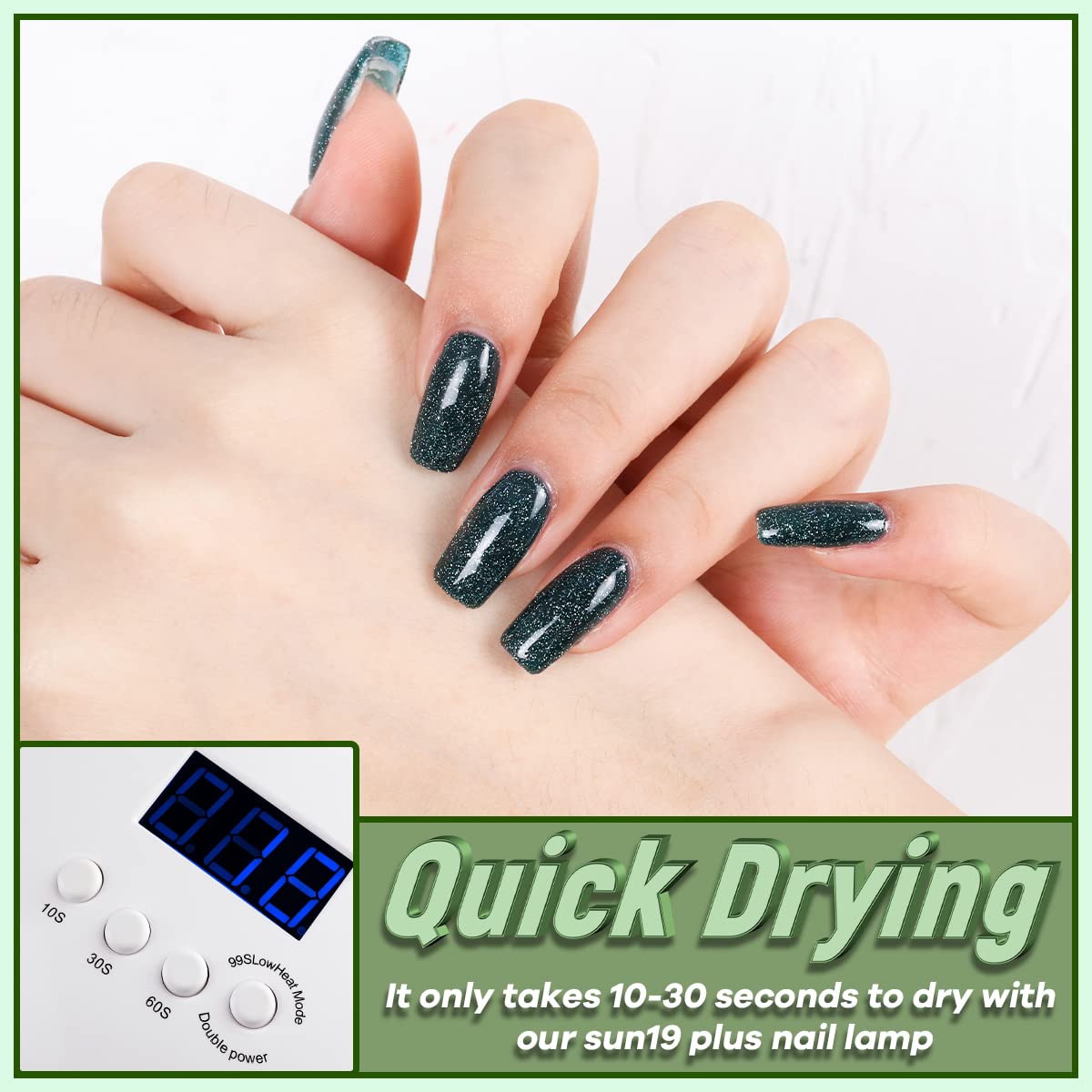 YADADA Esmalte de uñas de gel, esmalte de gel verde oscuro Starlight, esmalte de uñas de gel neutro, colores de otoño, 0.42 onzas líquidas, 0.4fl oz