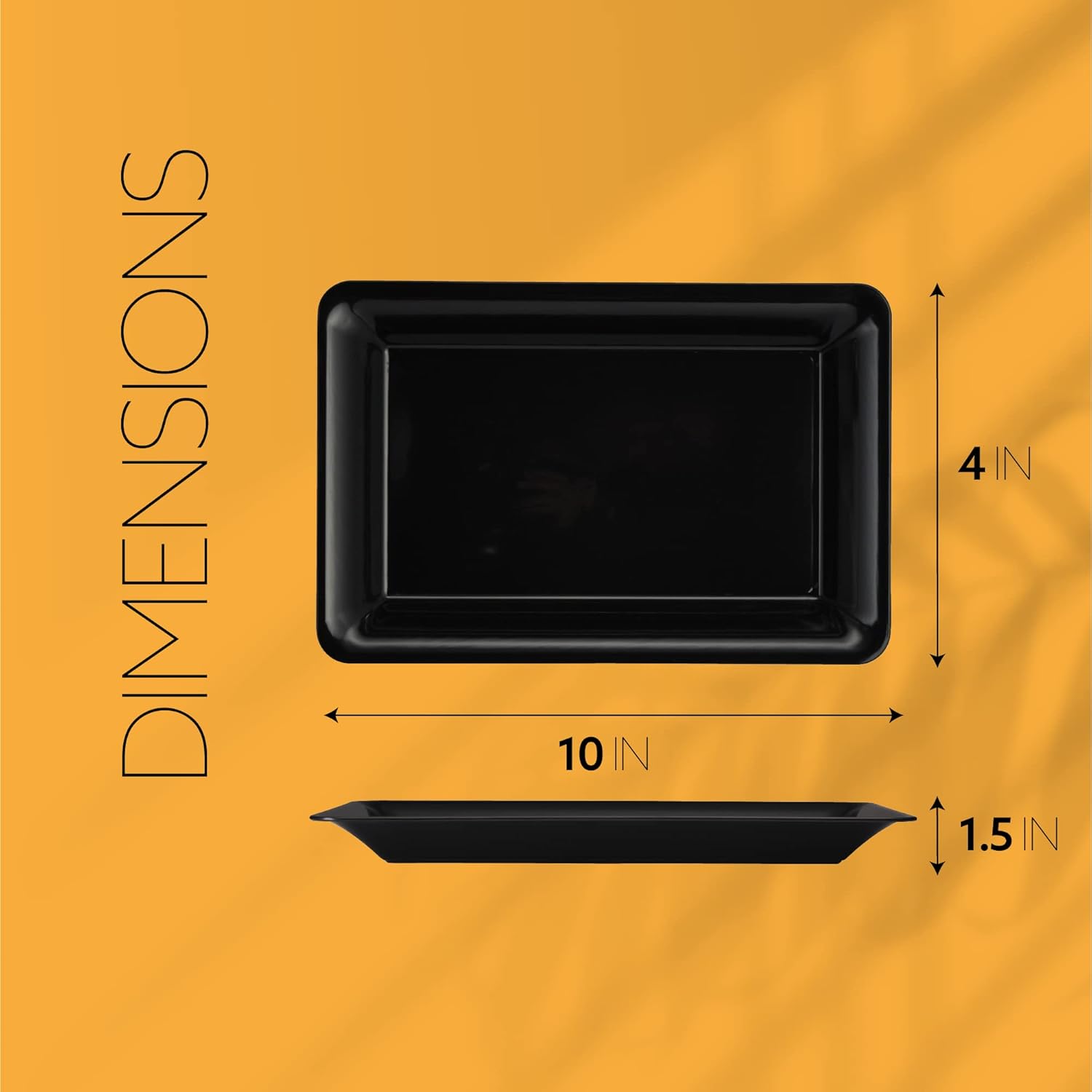 PLASTICPRO Bandejas de plástico para servir  Platos rectangulares de 10 x 14 pulgadas desechables para fiestas, color negro, paquete de 4