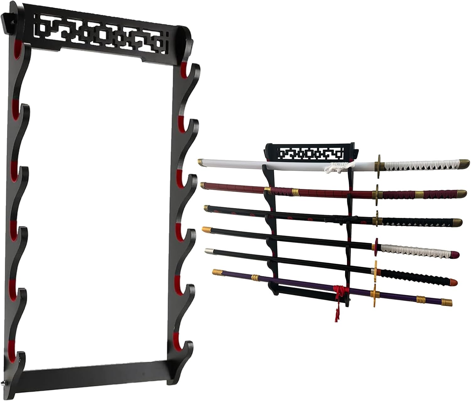 Soporte de pared Katana para espada  6 niveles Samurai Sword Display Rack Wand Wakizashi Tanto Soporte de pared Soporte de espada