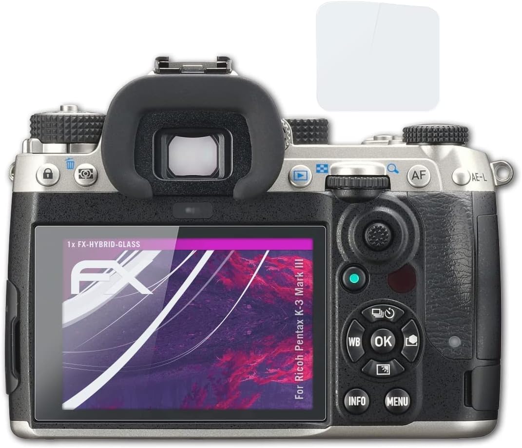 Película protectora de vidrio de plástico compatible con Ricoh Pentax K-3 Mark III, 9H Hybrid-Glass FX Protector de pantalla de plástico (juego de 1)